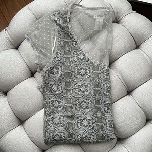 Aerie Pretty Luxuries Grey Sheer Floral Lace Embroidered Lingerie Top Size S
